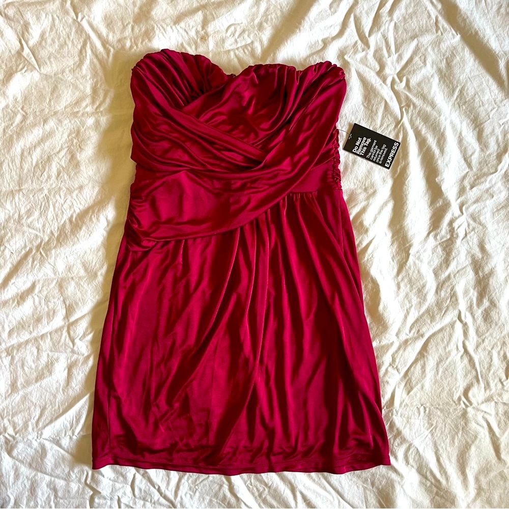 Strapless red mini formal dress